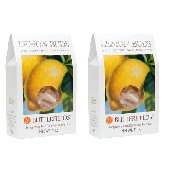 Butterfields Candy - Gourmet, Old-Fashioned LEMON Buds Hard Candy, 7 Oz (2 Pack) - Gluten Free - Made with 100% Real, Pure Cane Sugar