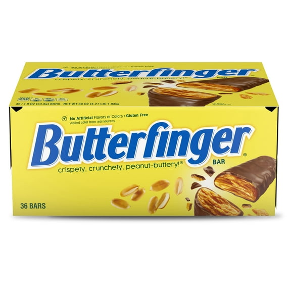 Butterfinger, Bulk, Chocolatey, Peanut-Buttery, Full Size Individually Wrapped Candy Bars, Valentines Day Gift, 1.9 oz Each (36 Count)