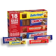 Assorted Butterfinger, Crunch, Baby Ruth, and 100 Grand Full Size Chocolates, 18 count, 31.2 oz