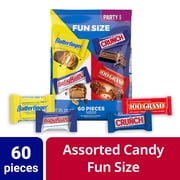 Assorted Butterfinger, Crunch, Baby Ruth, and 100 Grand Fun Size Chocolates, 60 count Party Pack, 37.2 oz