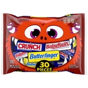 Butterfinger, CRUNCH and Baby Ruth, 30 Count, Assorted Fun Size Chocolate Candy Bars, Halloween Candy, 16.7 oz