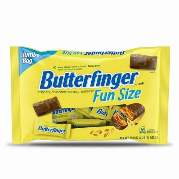 Butterfinger, Chocolatey, Peanut-Buttery, Individually Wrapped Fun Size Candy Bars, Jumbo Bag, 19.8 oz