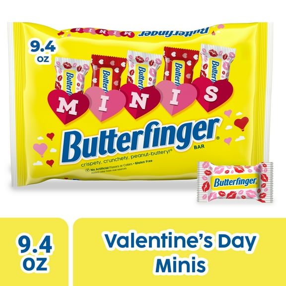 Butterfinger Minis, Chocolatey, Peanut-Buttery, Individually Wrapped Candy Bars, Valentines Day, Bag  9.4 oz