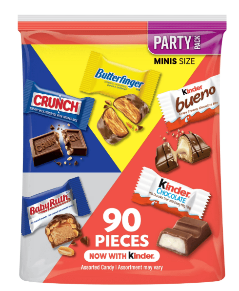 Butterfinger, Crunch, Baby Ruth with Kinder Bueno and Kinder Chocolate Mini, 90ct, 25.9oz Bag