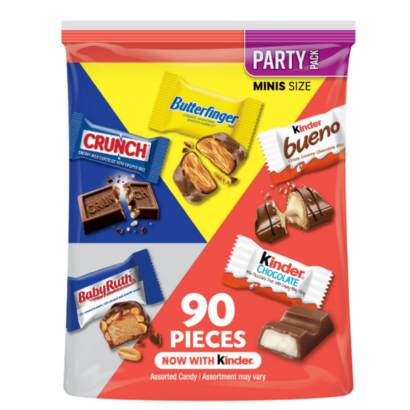 Butterfinger, Crunch, Baby Ruth with Kinder Bueno and Kinder Chocolate Mini, 90ct, 25.9oz Bag