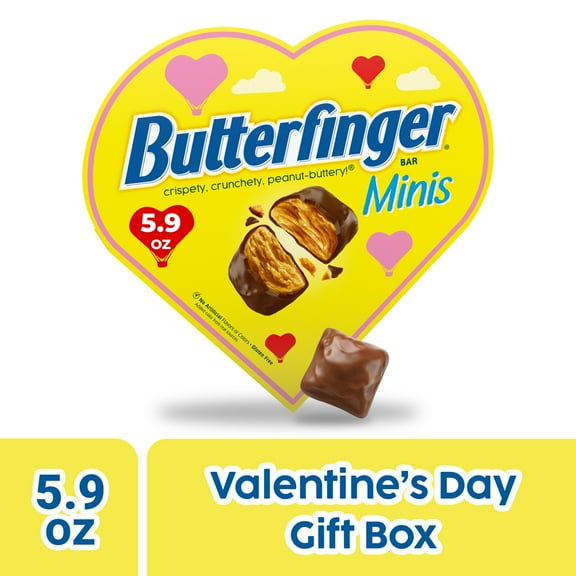 Butterfinger Minis, Peanut-Buttery, Chocolatey Candy Bars, Valentine’s Day Heart Box, 5.9 oz