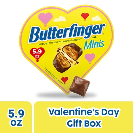 Butterfinger Minis, Peanut-Buttery, Chocolatey Candy Bars, Valentine’s Day Heart Box, 5.9 oz