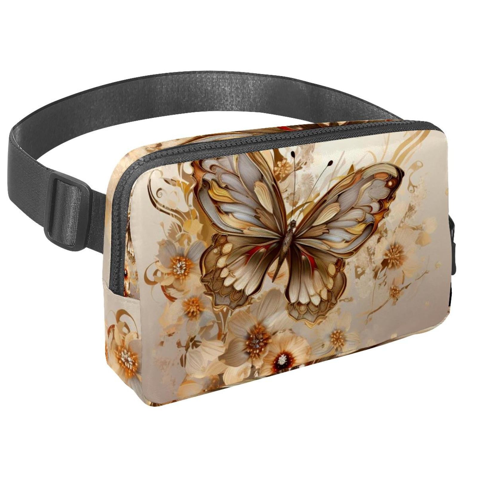 Butterflies Adjustable Lightweight Waist Bag Fanny Pack Crossbody Bag with Extension Strap Unisex