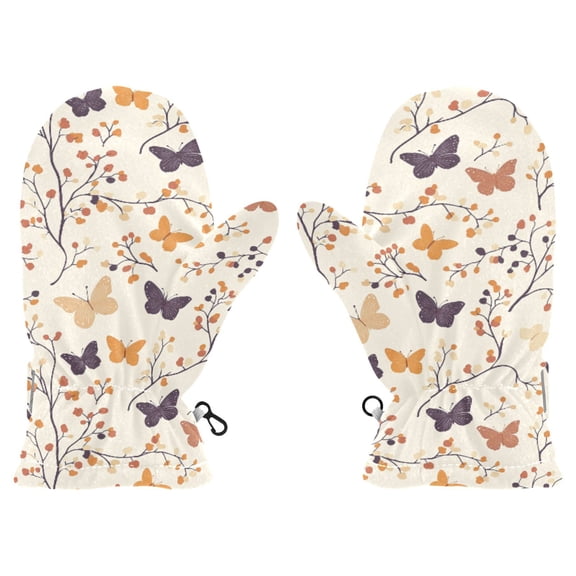 Butterflies Amongst Branches Cold Weather Mittens Cozy Gloves with Adjustable Fit Perfect for Outdoor Fun