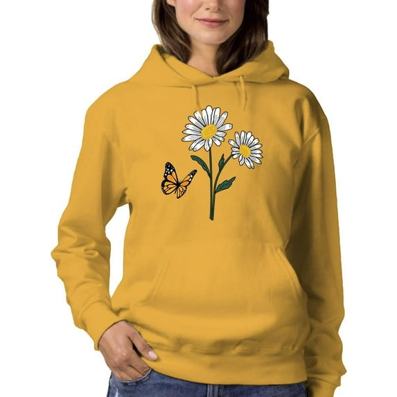 Butterflies And Daisies. Hoodie Women -Image by Shutterstock, Female 3X-Large