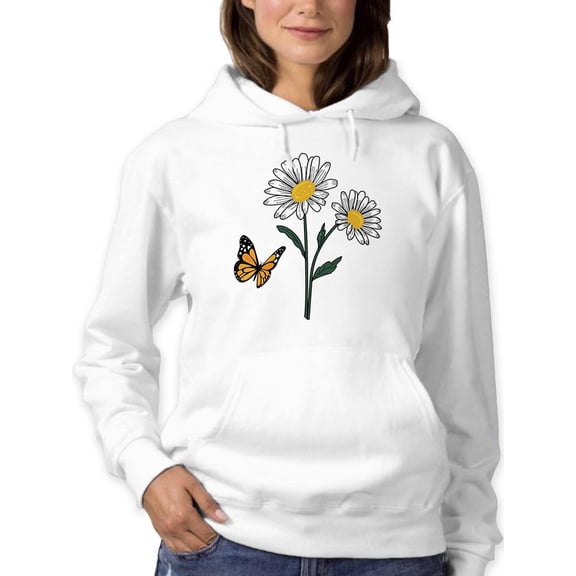 Butterflies And Daisies. Hoodie Women -Image by Shutterstock, Female 4X-Large