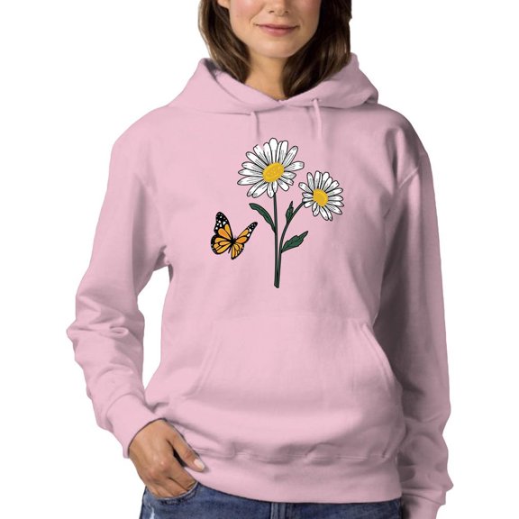 Butterflies And Daisies. Hoodie Women -Image by Shutterstock, Female XX-Large