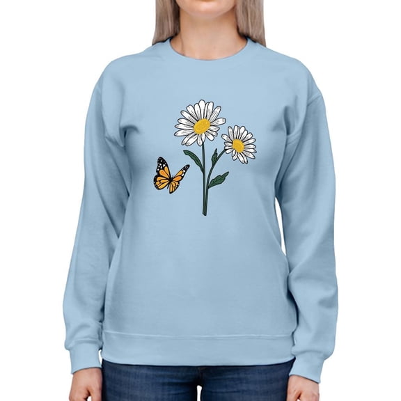Butterflies And Daisies. Sweatshirt Women -Image by Shutterstock, Female 3X-Large