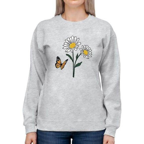 Butterflies And Daisies. Sweatshirt Women -Image by Shutterstock, Female XX-Large