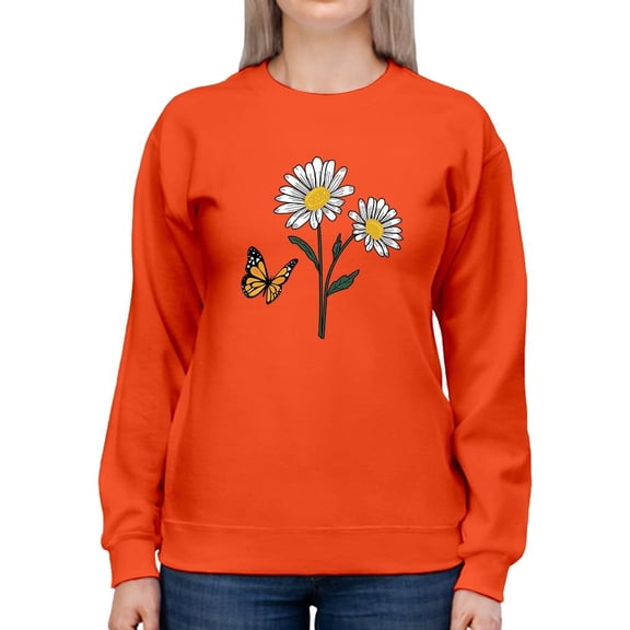 Butterflies And Daisies. Sweatshirt Women -Image by Shutterstock, Female x-Large