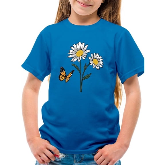 Butterflies And Daisies. T-Shirt Juniors -Image by Shutterstock,  Small