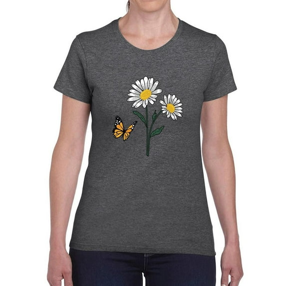 Butterflies And Daisies. T-Shirt Women -Image by Shutterstock, Female XX-Large