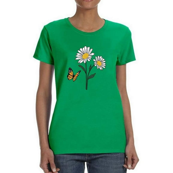 Butterflies And Daisies. T-Shirt Women -Image by Shutterstock, Female x-Large