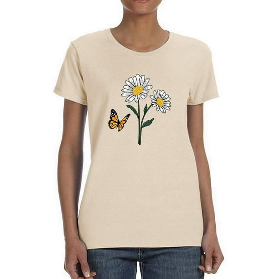 Butterflies And Daisies. T-Shirt Women -Image by Shutterstock, Female x-Large