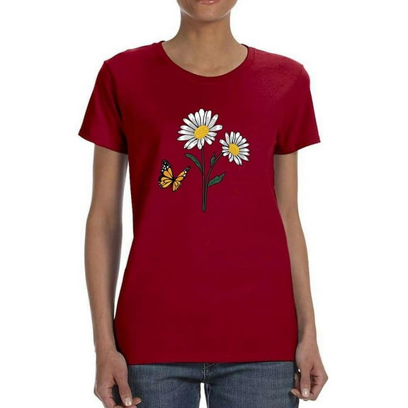 Butterflies And Daisies. T-Shirt Women -Image by Shutterstock, Female x-Large