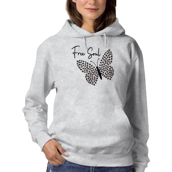 Butterflies And Leopard Print Hoodie Women -Image by Shutterstock, Female 3X-Large