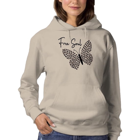Butterflies And Leopard Print Hoodie Women -Image by Shutterstock, Female Medium