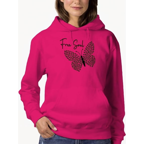 Butterflies And Leopard Print Hoodie Women -Image by Shutterstock, Female x-Large