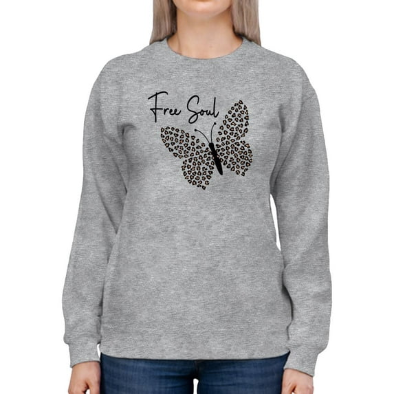 Butterflies And Leopard Print Sweatshirt Women -Image by Shutterstock, Female 5X-Large
