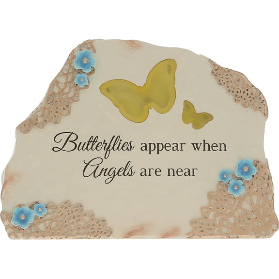 Pavilion Gift Company - Butterflies Appear - 7" x 5" Solar Memorial Garden Stone