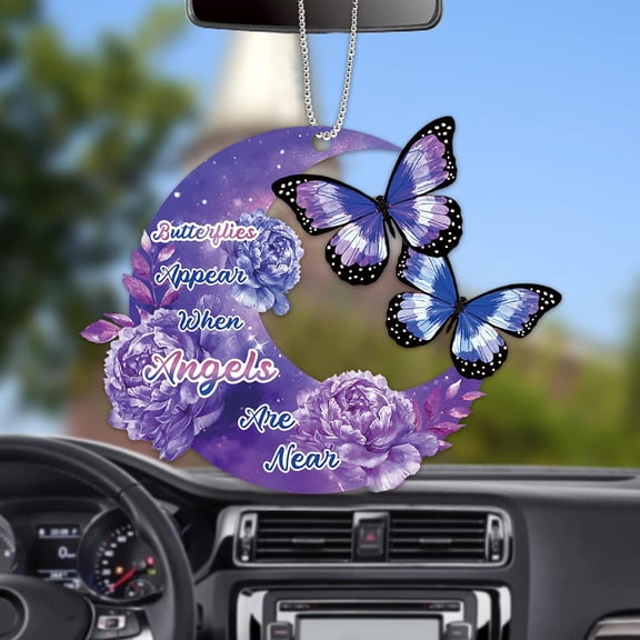 Butterflies Appear When Angels are Near Moon Butterfly Car Rear View Mirror Accessories First Car Drivers License Gift
