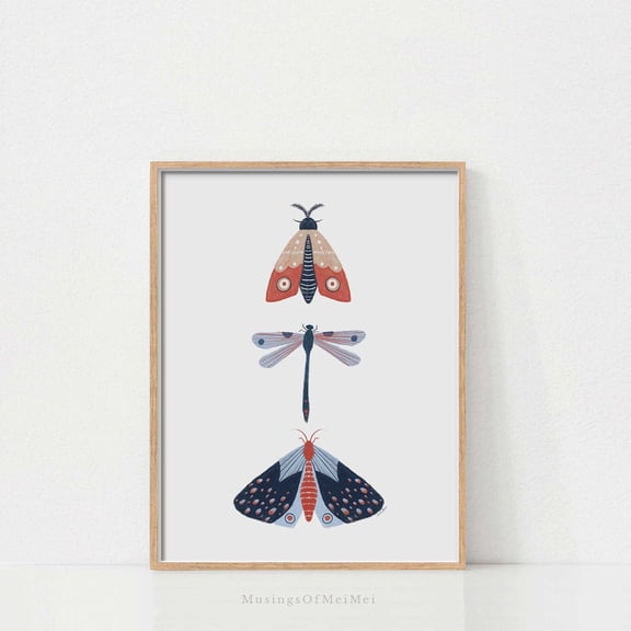 Butterflies Art Poster Red Blue White Decor 4Th Of July Independence Day Poster, Unframed Poster Size 16x24