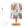 thumbnail image 1 of Butterflies Bedside Table Lamp LED Warm Lights with USB Charging Port Retro Cylinder Desk Lamps, 1 of 7