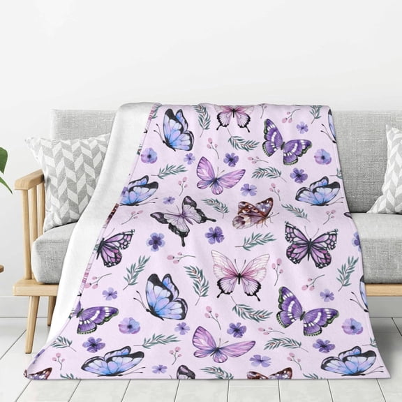 Butterflies Blanket Throw Blankets Soft Warm Fleece Blanket for Women Men for Gifts Travel Airplane Bed Couch Car 50"x40"