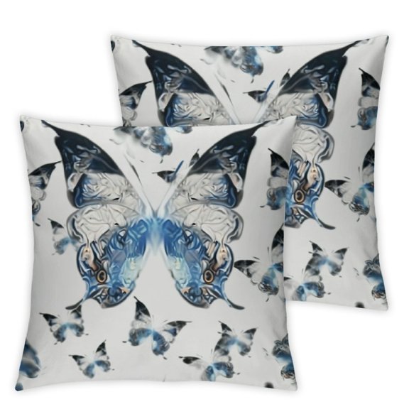 Butterflies Body Pillow Case Cover with Zipper, Butterflies Patterns Seasonal Jolly Rainforest Wilderness Illustration, Decorative Accent Long Pillowcase,, White Blue