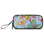 Butterflies Cartoon Pencil Case Stationary Holder Pen Bag Pencil Pouch Tool Organizer 3 Compartments