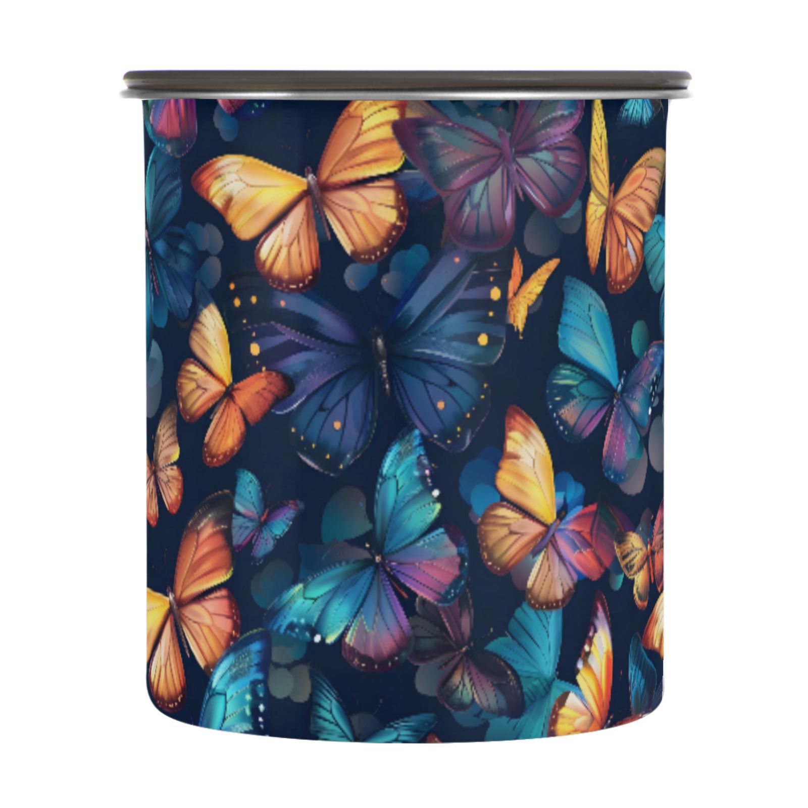 Butterflies Colorful Airtight Coffee Bean Canister 30oz Food Storage Containers with Lids For Gournd, Tea, Sugar, Flour, Rice, Cereal, Candy Cookie Jar