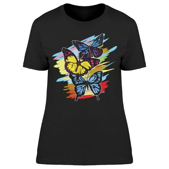Butterflies Colorful Background  T-Shirt Women -Image by Shutterstock, Female Large
