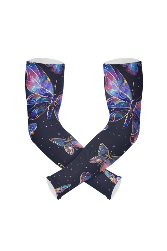 Butterflies Colorful Gardening Sleeves UV Sun Protection Cooling Arm Sleeves Anti-Scratch Farmers Sleeves for Women Men