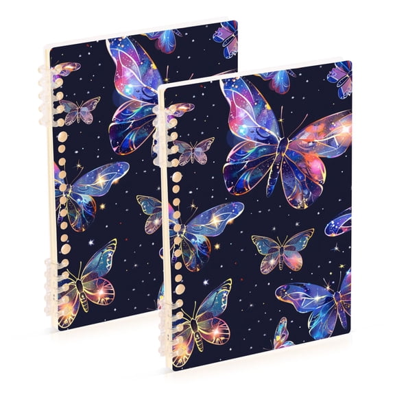Butterflies Colorful Ring Binder Notebook Journey Note Diary College Ruled Spiral Notebook Study Loose Leaf Paper A5 60 Pages