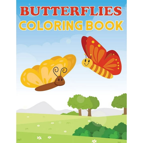 Butterflies Coloring Book: Butterflies, Beautiful & Fun Color Pages For Kids, Butterfly, Girls Birthday Gift, Journal, (Paperback)