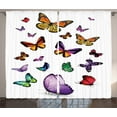 thumbnail image 1 of Ambesonne Colorful Curtains 2 Panel Set, Flying Butterflies, 108" x 84", Multicolor, 1 of 3