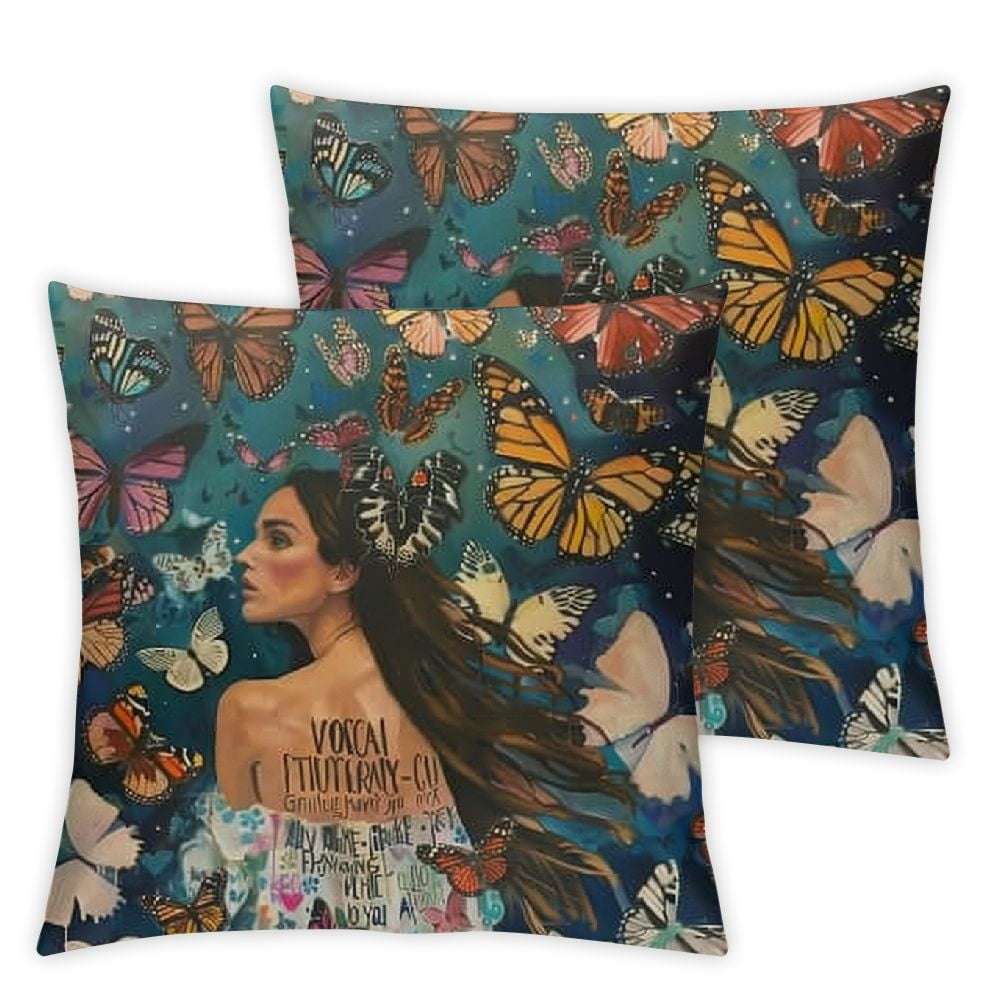 Butterflies Decorative Throw Pillow Cover for Home Couch Living Room