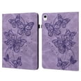 thumbnail image 1 of Butterflies Embossed Pattern Tablet Case for iPad 10th Generation 10.9" 2022, Premium PU Leather Card Slots Kickstand Cover with Pen Holder Strap Soft Silicone Shockproof Case, Purple, 1 of 9