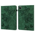 thumbnail image 1 of Butterflies Embossed Pattern Tablet Case for iPad Pro 11" 4th/3rd/2rd/1st Gen 2022/2021/2020/2018, Premium PU Leather Card Slots Kickstand Cover with Pen Holder Soft Silicone Shockproof Case,Green, 1 of 9