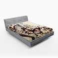 thumbnail image 1 of Butterflies Fitted Sheet, Harp Ornament and Butterflies Classic Musical Instrument Concert Theme, Decorative Soft Bedding All-round Elastic Pocket, Queen Size, Cream Orange Black, by Ambesonne, 1 of 3