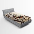 thumbnail image 1 of Butterflies Fitted Sheet, Harp Ornament and Butterflies Classic Musical Instrument Concert Theme, Decorative Soft Bedding All-round Elastic Pocket, Twin XL Size, Cream Orange Black, by Ambesonne, 1 of 3