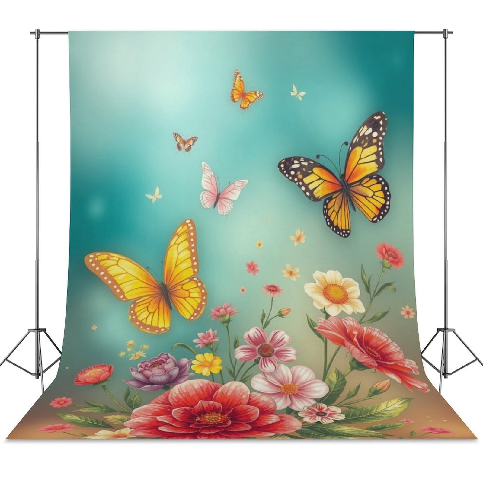 Butterflies Floral Beauty Party Backdrop Birthday Decoration ...