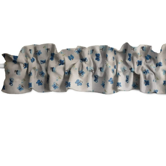 Butterflies Floral Print Cotton Curtain Sleeve Topper Window Treatment