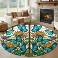 thumbnail image 1 of Butterflies Flowers 6ft Round Rugs, Vintage Watercolor Animal Floral Plant Washable Non-Slip Area Rugs for Living Room Bedroom Kitchen, Low Pile Dining Room Kicthen Circle Carpet, Indoor Floor Rug, 1 of 9