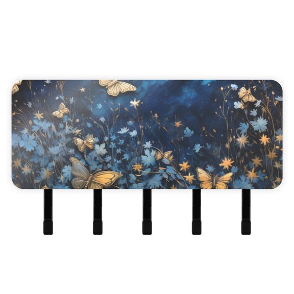 Butterflies Flowers Clouds Mail Holder Organizer Wall Mount with Shelf Key Holder Key Rack with 5 Key Hooks for Wall Decorative